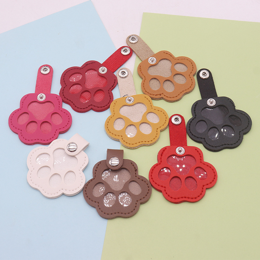 Paw print cat commemorative plate, popular pet dog hair portable keychain pendant, PU hair tag storage bag for pets pic 8