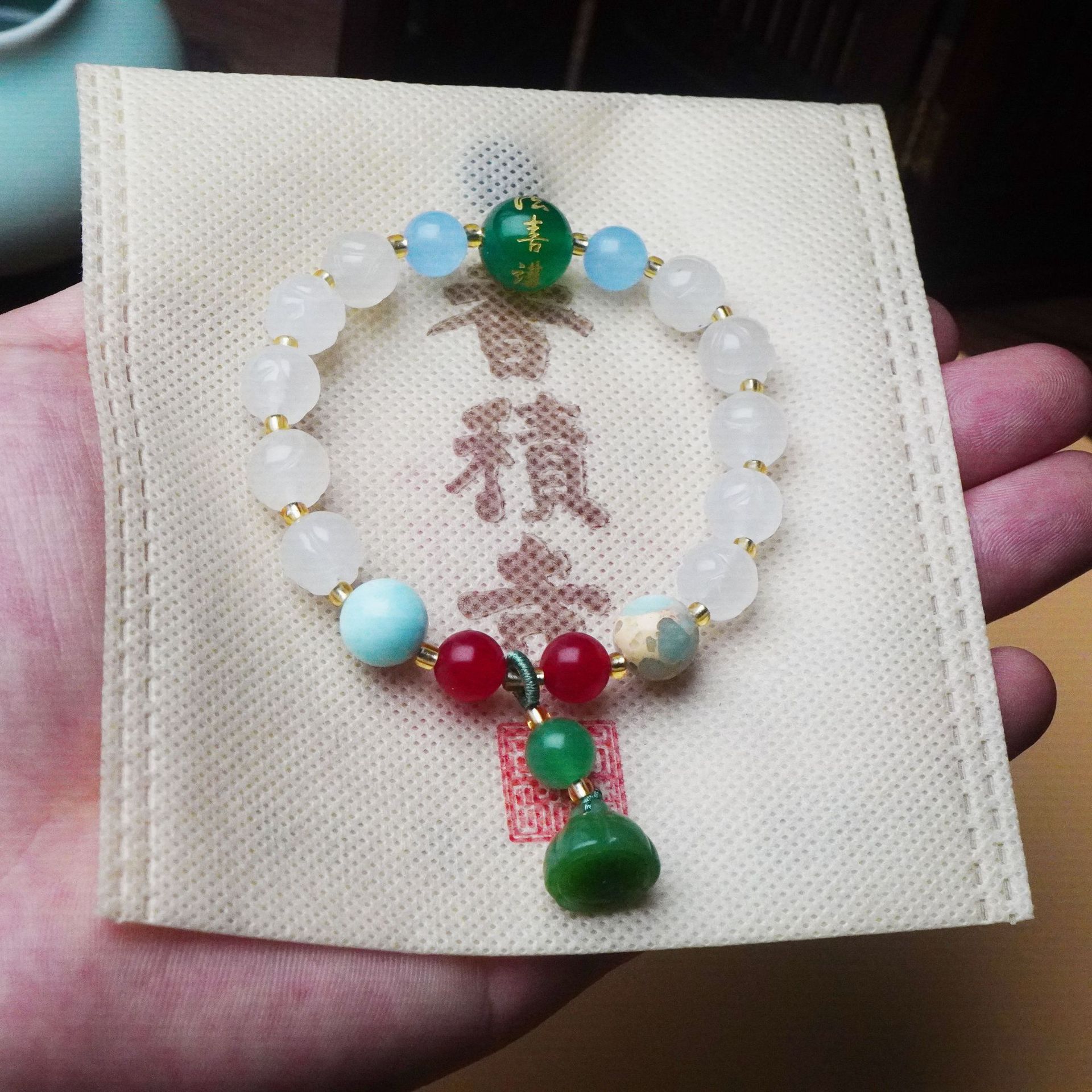 法喜金丝玉白玉菩提莲花手串新中式南瓜莲花莲蓬寺庙文创佛珠手链详情3