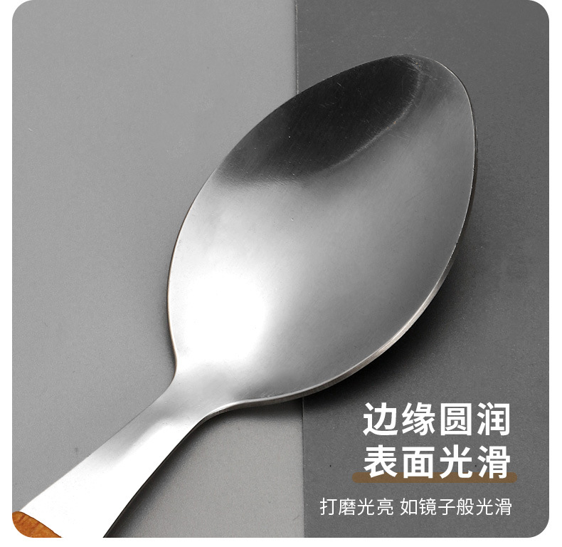 木柄餐具高级感夹柄牛排刀沙拉甜品勺子叉子不锈钢西餐餐具高颜值详情8