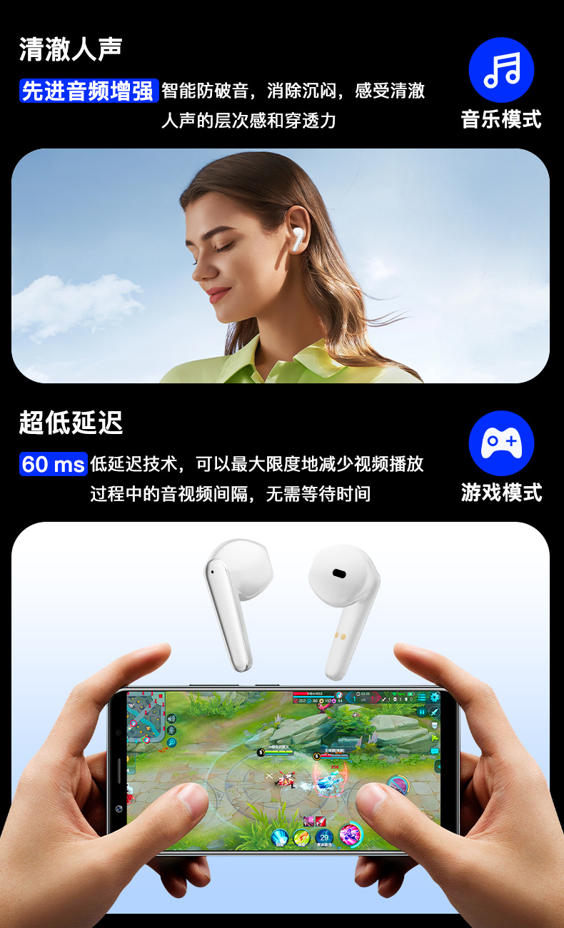 外贸跨境智能耳机AI翻译多功能闹钟数字显示屏耳机舱无线蓝牙耳机详情7