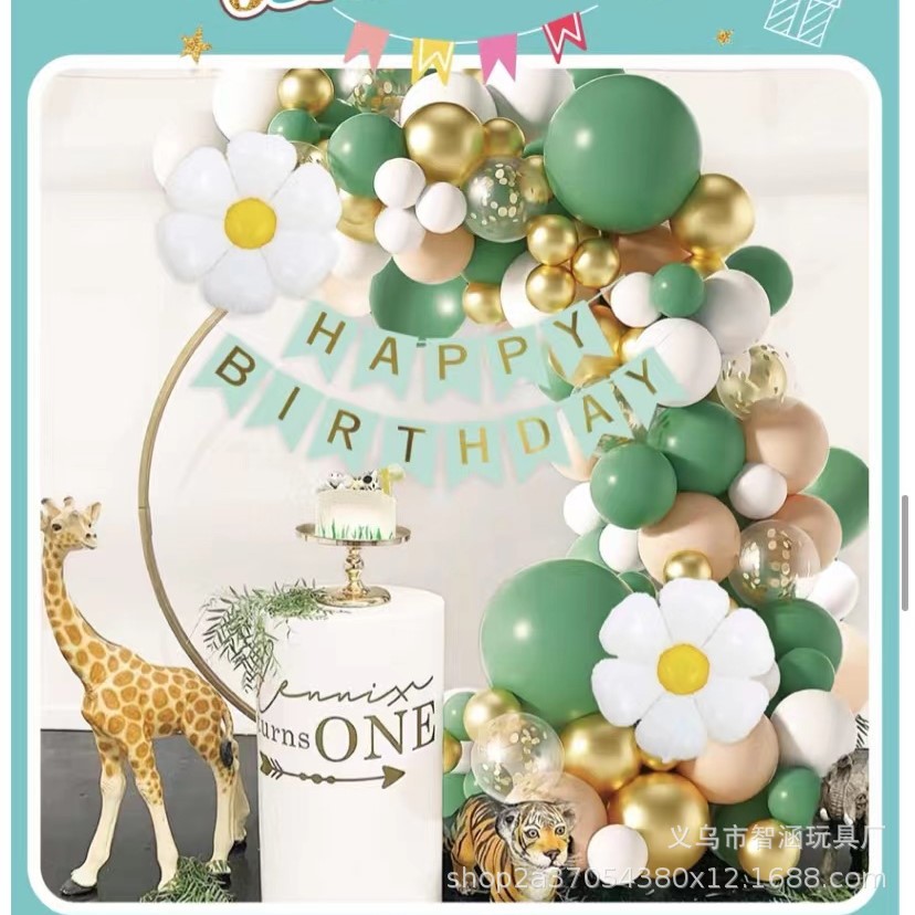 Creative design of green theme balloon set scene arrangement for birthday party balloon chain set scene arrangement pic 11
