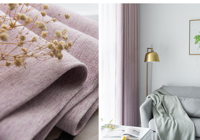 Swan Cotton and linen modern and simple living room and bedroom curtains, solid color thickened fully blackout linen curtain fabric manufacturer for homestays pic 34