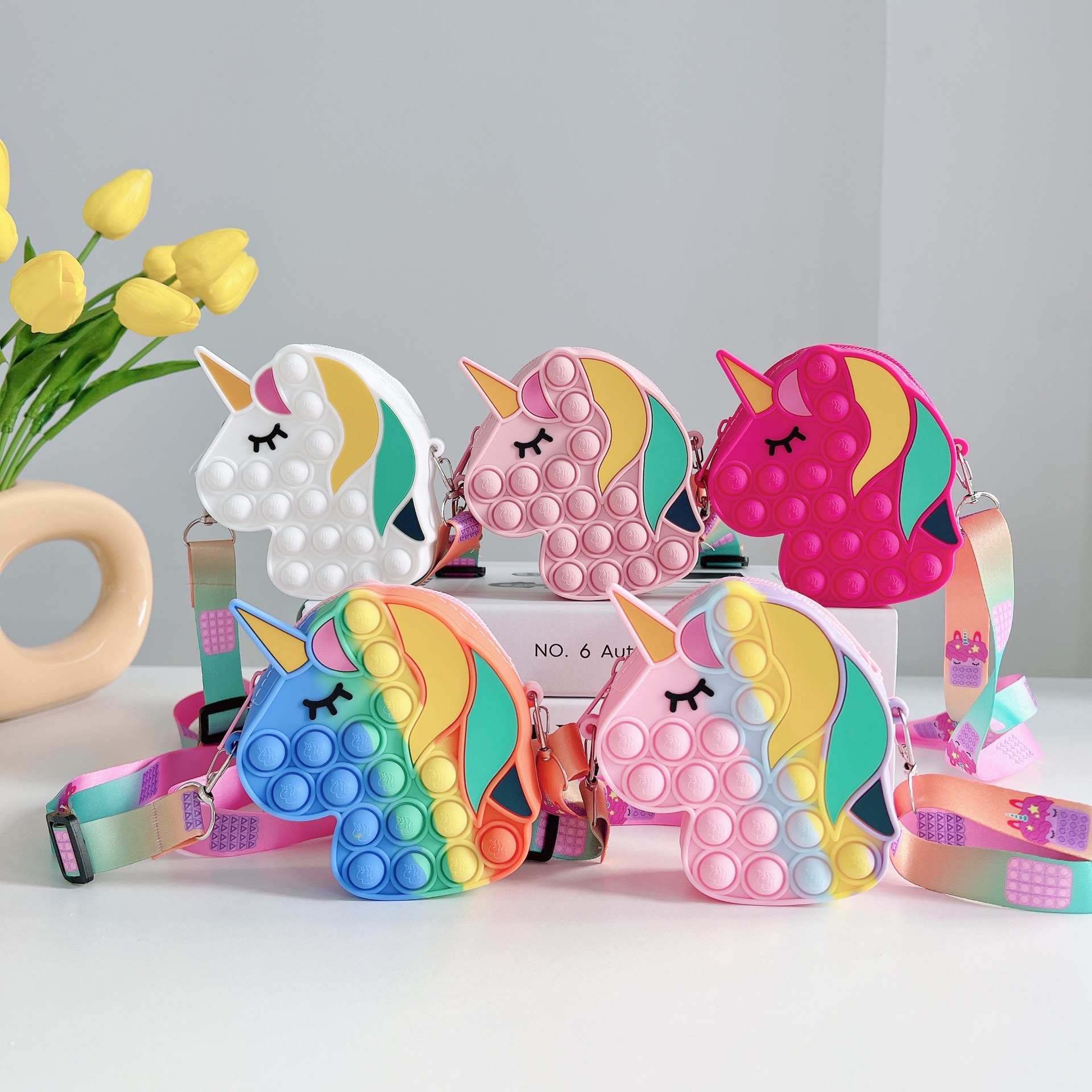 灭鼠先锋独角兽包包跨境新品儿童单肩斜挎包硅胶零钱包卡通泡泡包详情1