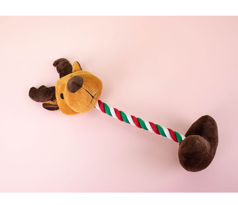 跨境宠物毛绒玩具圣诞棉绳发声麋鹿小型犬啃咬解闷玩具厂家直销详情9