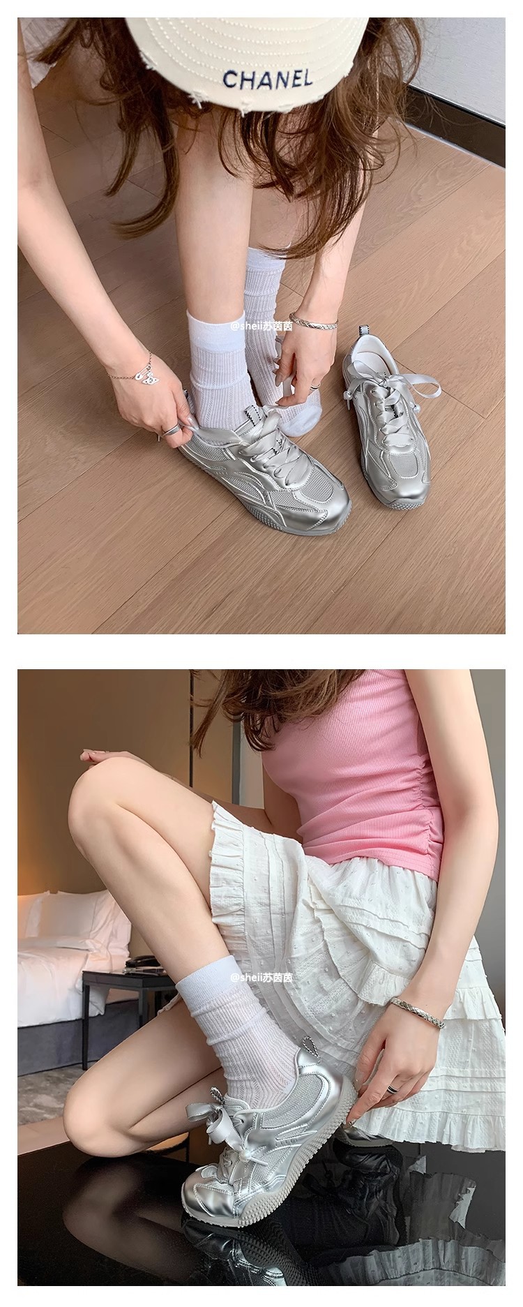 苏茵茵同款 舒芙蕾~华夫网面透气芭蕾运动休闲鞋女德训阿甘鞋详情10