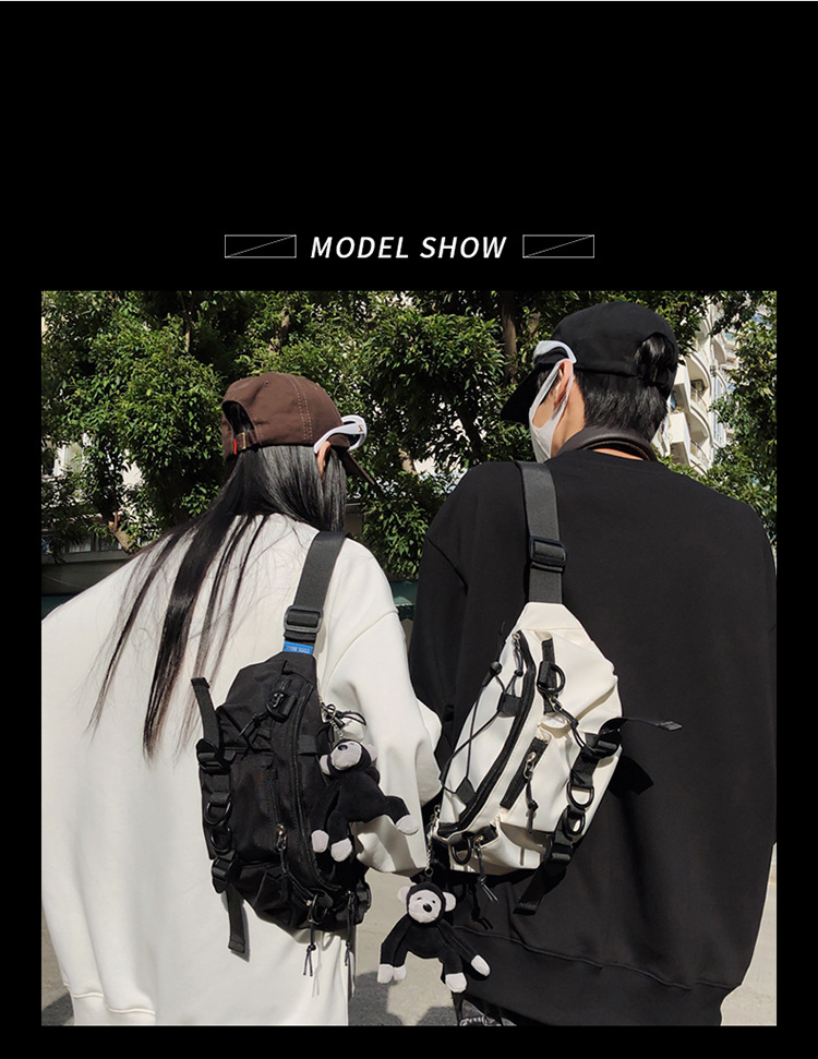 斜挎包潮牌男士百搭休闲胸包工装简约ins腰包日系情侣单肩斜挎包详情5