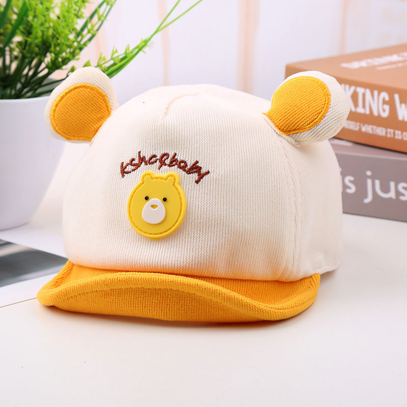 婴儿鸭舌帽春秋可爱超萌小熊拼色男女儿童棒球帽软檐宝宝帽子秋季详情1
