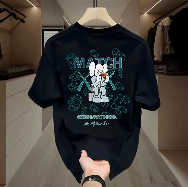 跨境夏季新款男士短袖t恤国潮圆领修身潮流休闲百搭速干运动上衣详情8