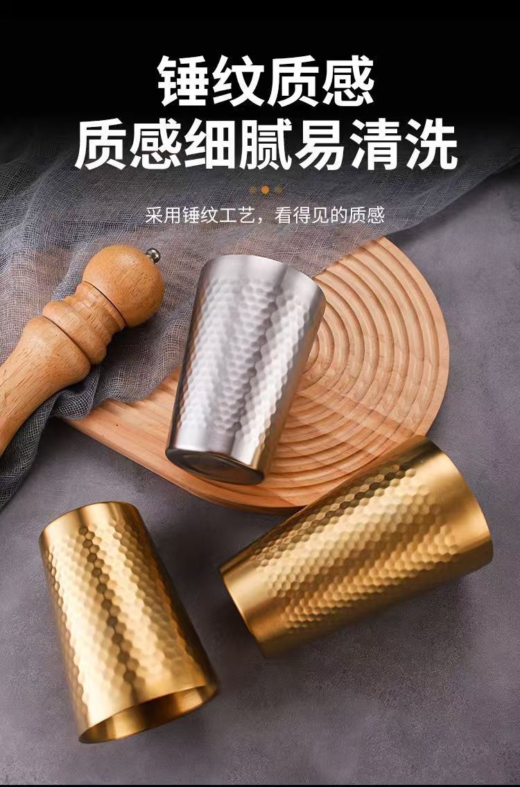 豪凯餐具韩式304不锈钢双层防烫隔热杯 商用啤酒杯餐厅饮料咖啡茶杯子详情6