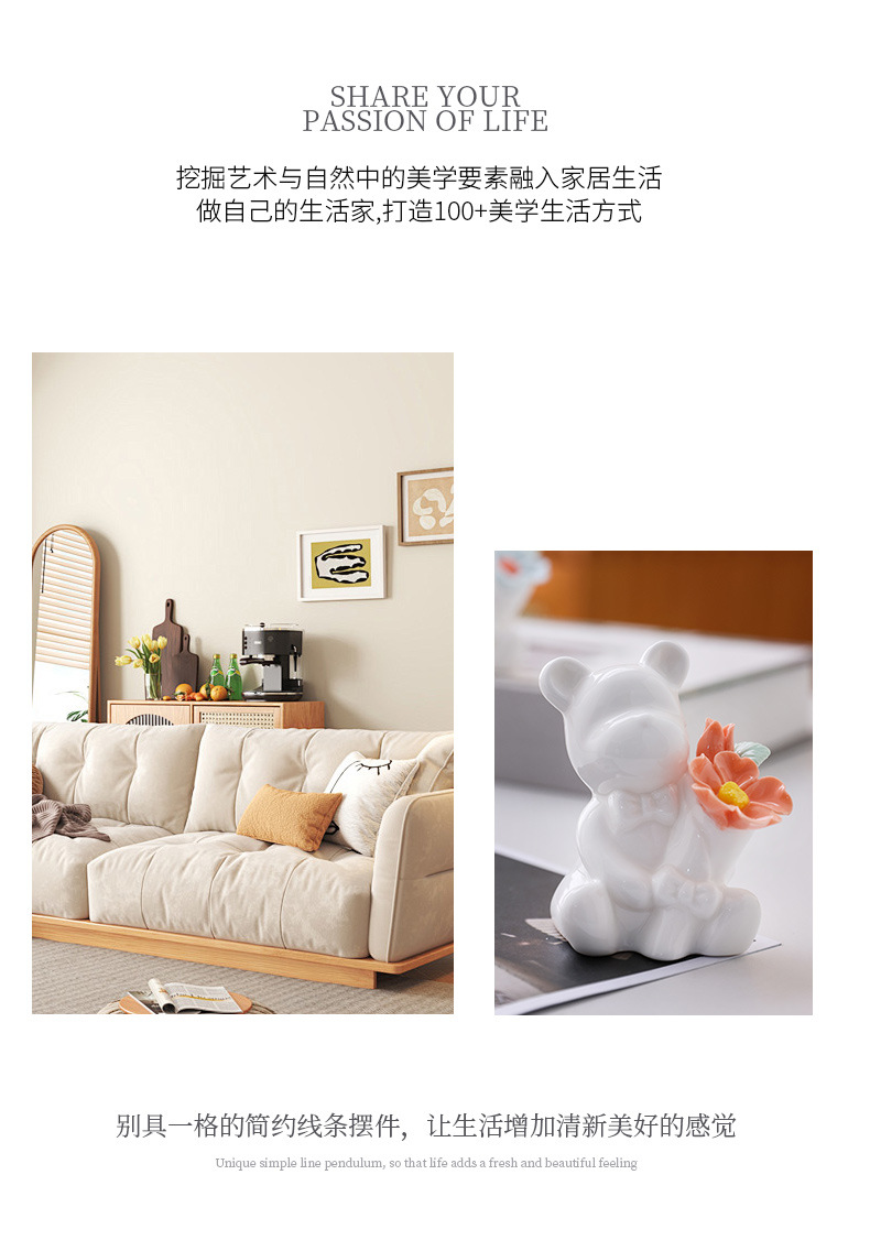2026 Chinese-style creative ceramic ornaments, hand-molded mini cartoon bear, white high-end home decoration handicrafts pic 3