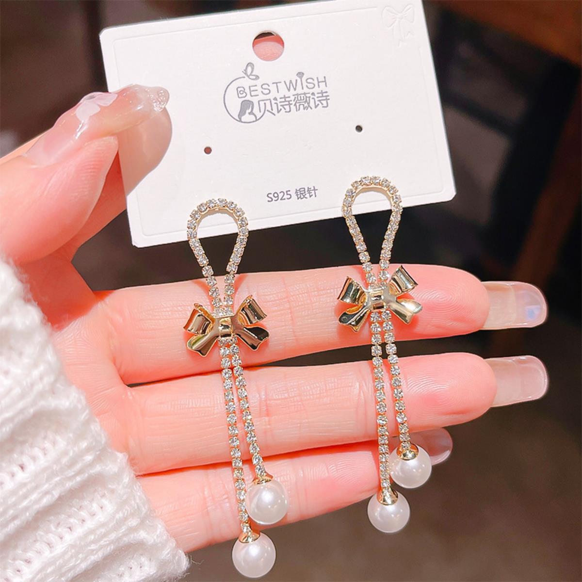 【流苏】精致超仙气质显脸瘦长款锆石耳环 银针韩版高级感耳钉饰详情29