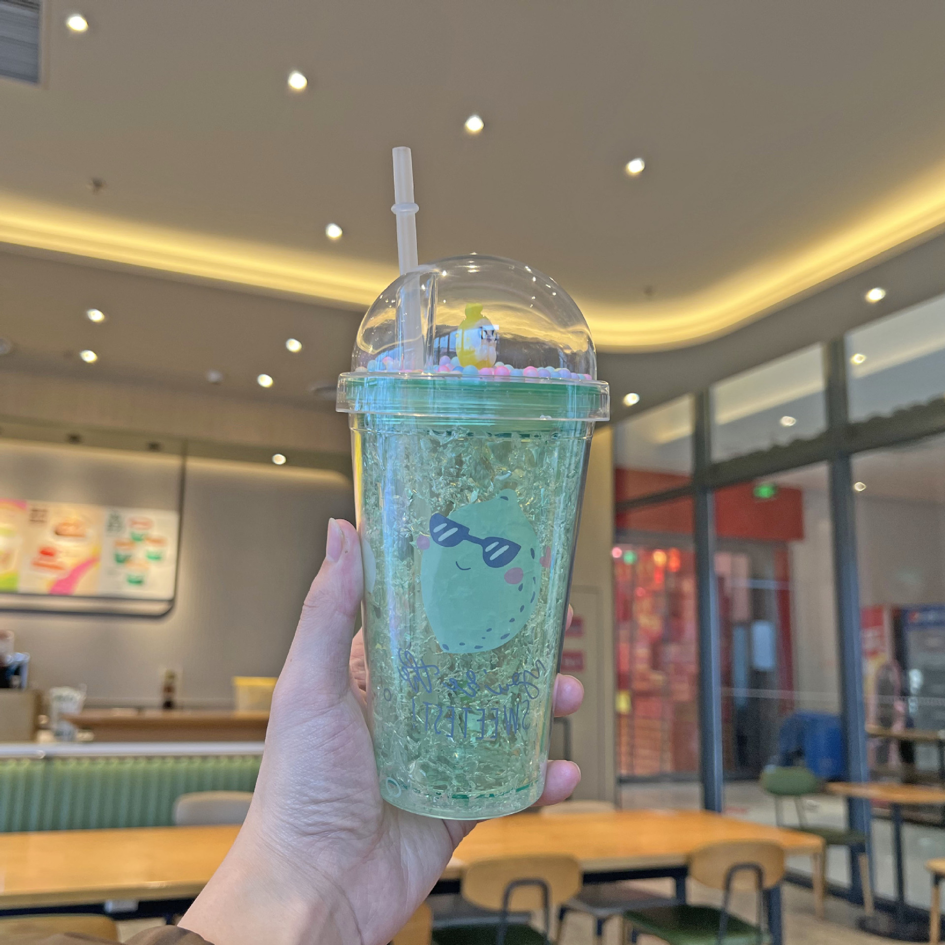 跨境新款水果塑料水杯批发双层卡通塑料吸管杯夏日碎冰杯微景观杯详情14