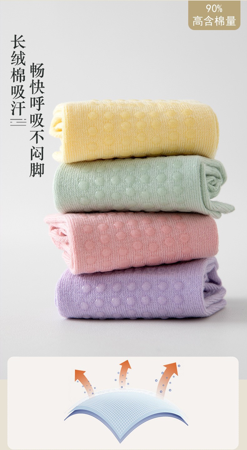 瑜伽袜棉袜硅胶防滑室内健身普拉提袜子无骨网眼运动感袜子短袜详情7