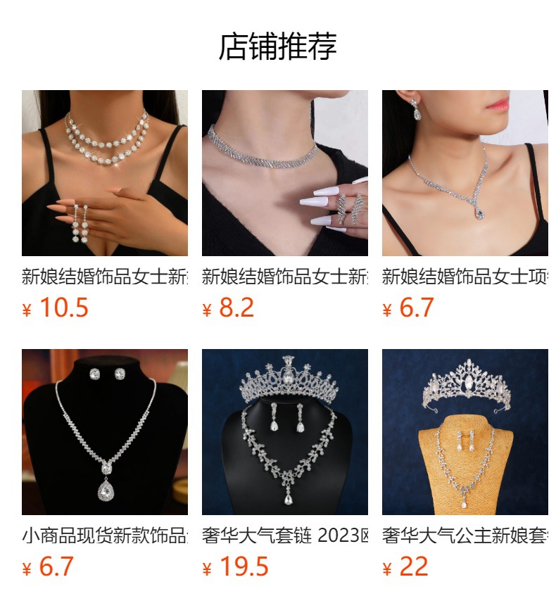 新娘结婚饰品女士装饰时尚奢华璀璨满钻宴会派对合金项链耳坠套装详情9
