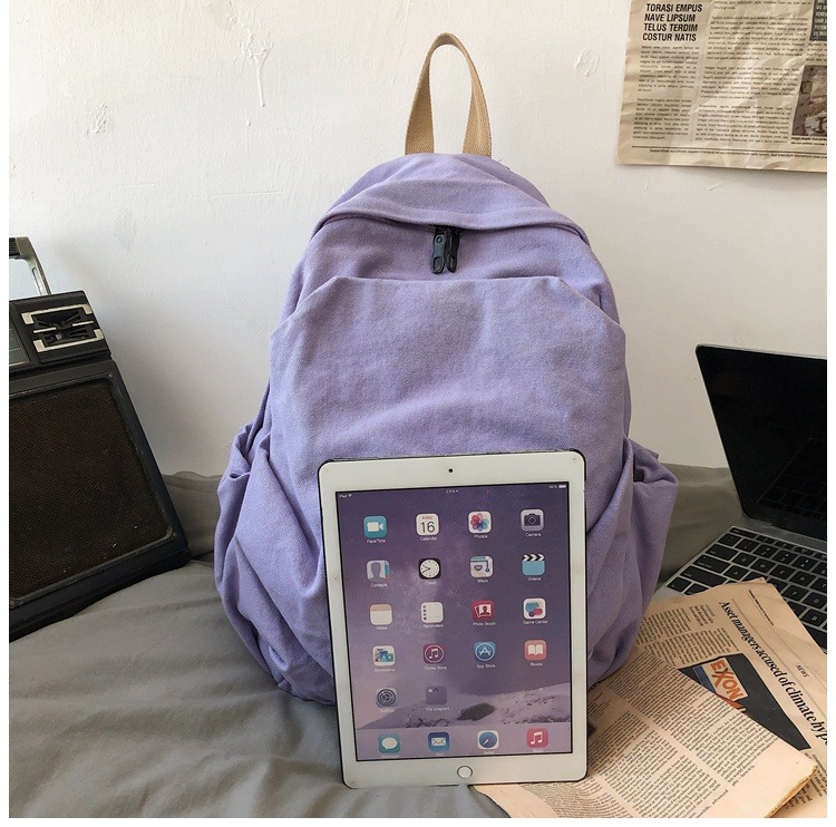 书包女休闲复古耐磨帆布双肩包男女日系大学生简约百搭旅行背包男详情3