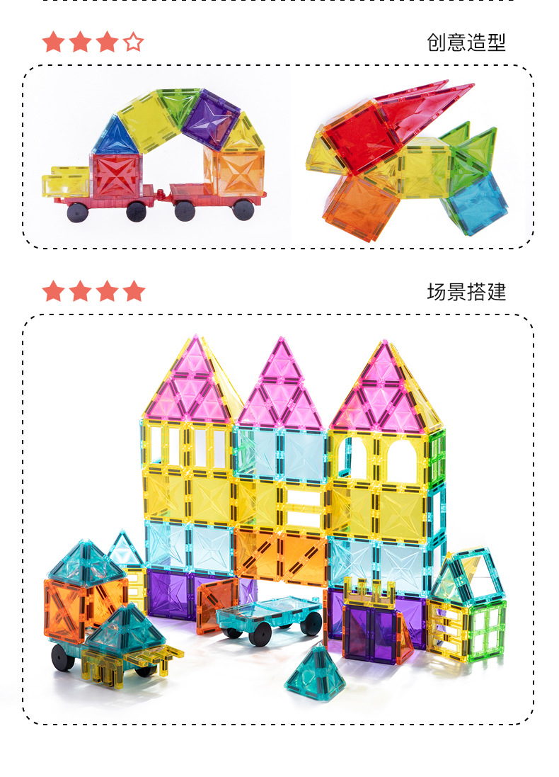 儿童科教益智玩具磁性思维建构拼接积木磁力片透光光影积木拼接详情8