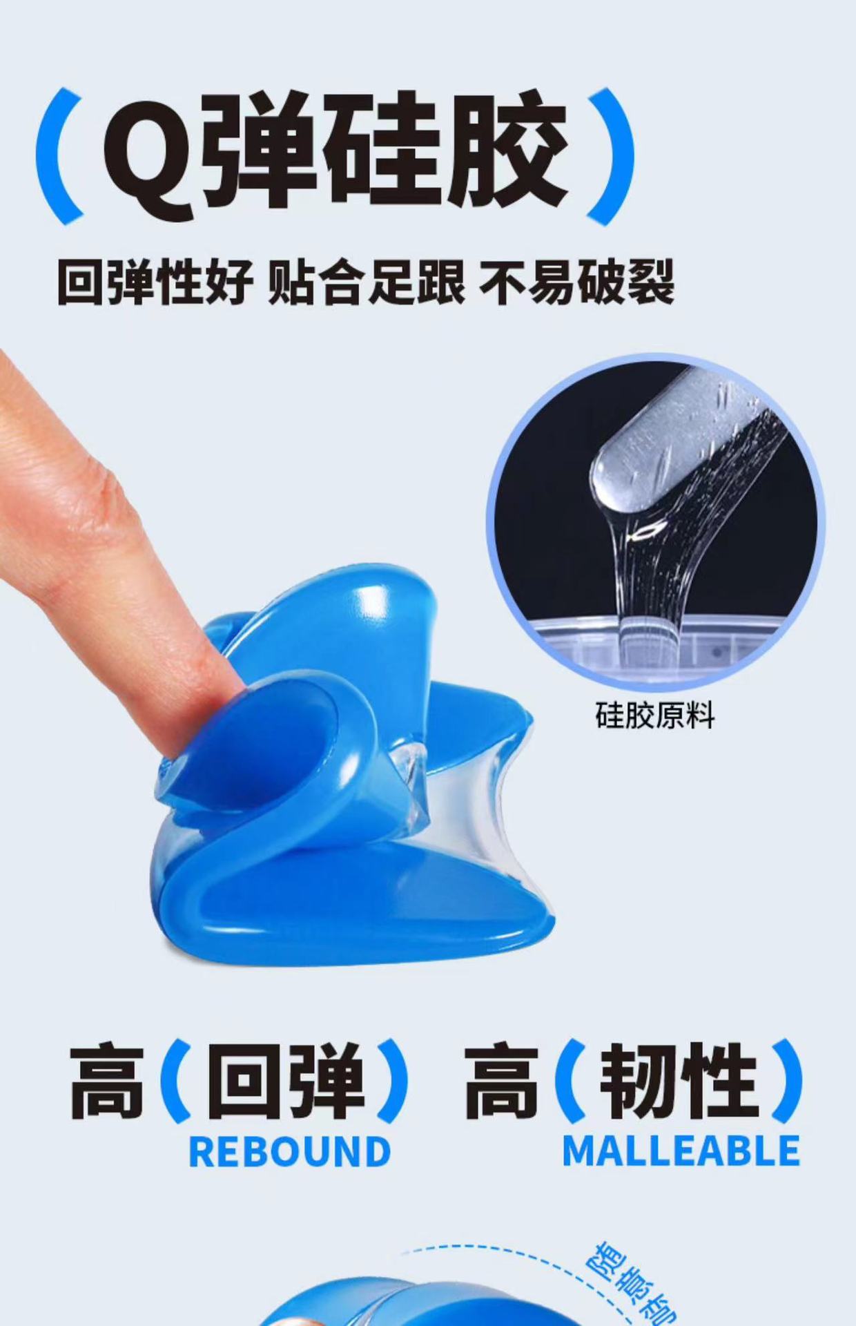 Silicone heel half pad for bone spurs, shock absorption and pain relief for men and women during long-term standing exercise, soft and elastic to relieve heel pain and Achilles tendinitis insole pic 7
