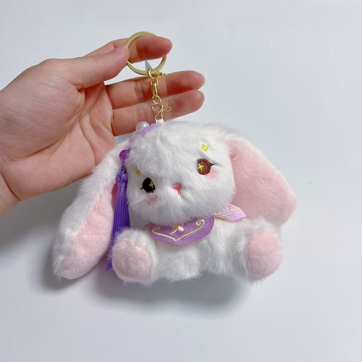 Chinese-style rabbit plush pendant, cute drooping ear rabbit, ancient-style doll bag hanging decoration, toy doll, keychain doll pic 9