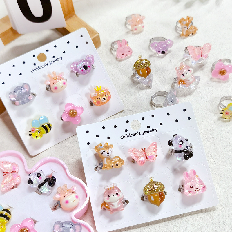 【可以】新款卡通儿童戒指合金可调节戒指女童手饰幼儿园戒指礼物详情4