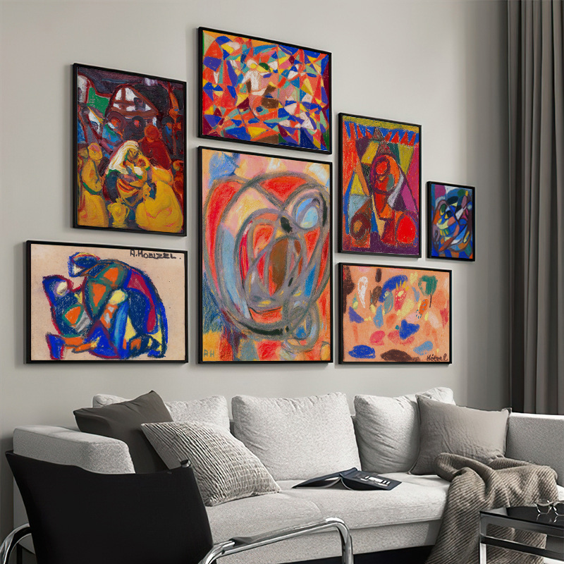 德国画家阿道夫霍尔策尔现代派复古抽象艺术装饰色块几何挂画画芯详情5