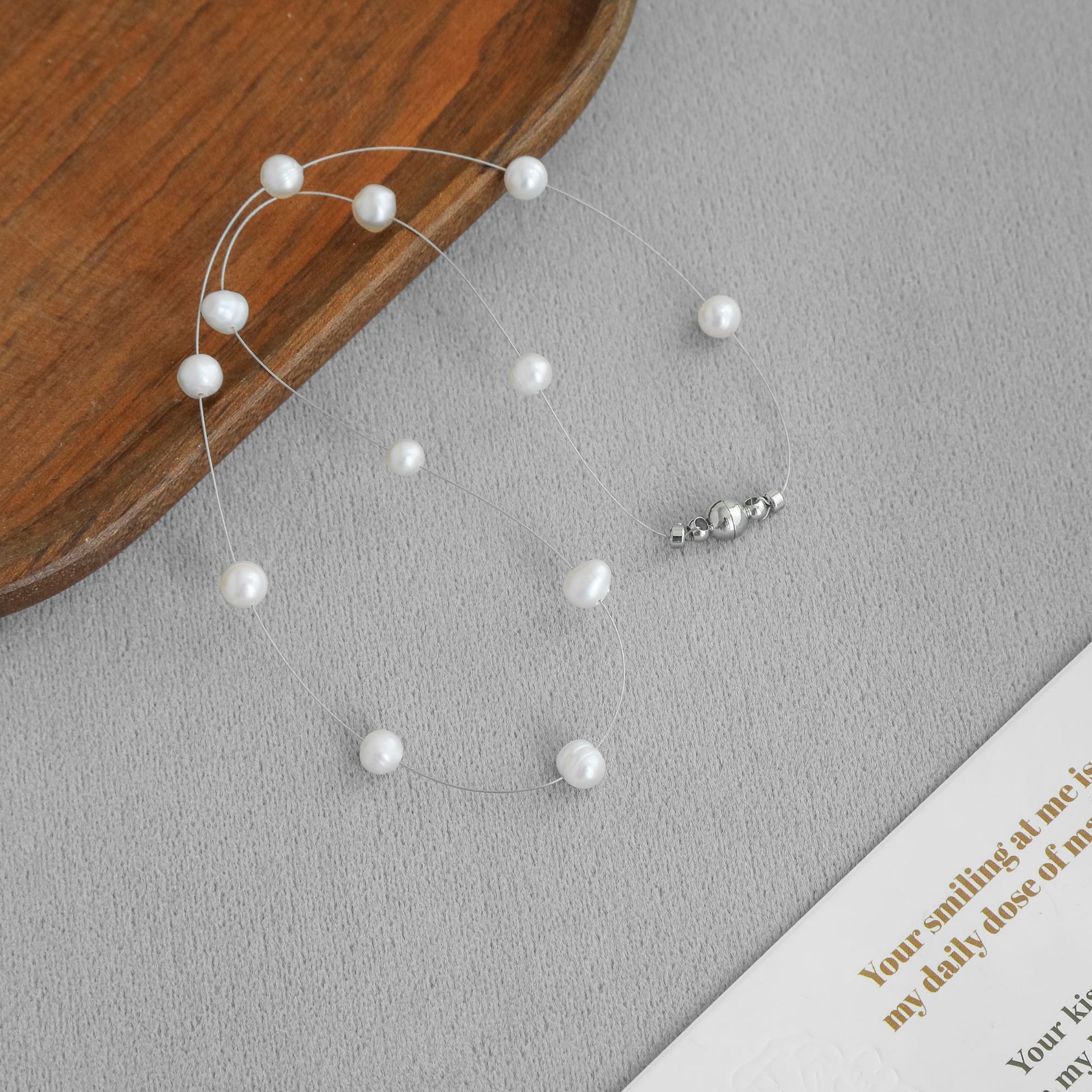 MOON家恋夏人鱼珍珠项链赵露思同款简约气质满天星淡水珍珠锁骨链详情10