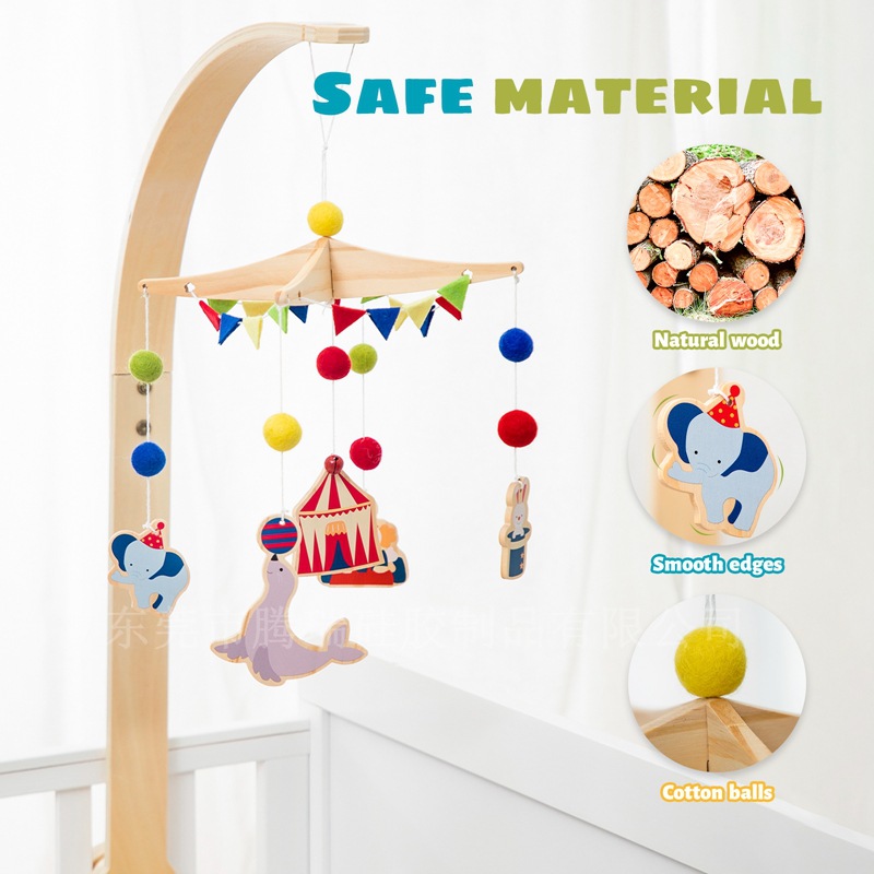跨境新生儿安抚床铃木质动物马戏团床铃玩具宝宝床头哄睡装饰挂件详情20