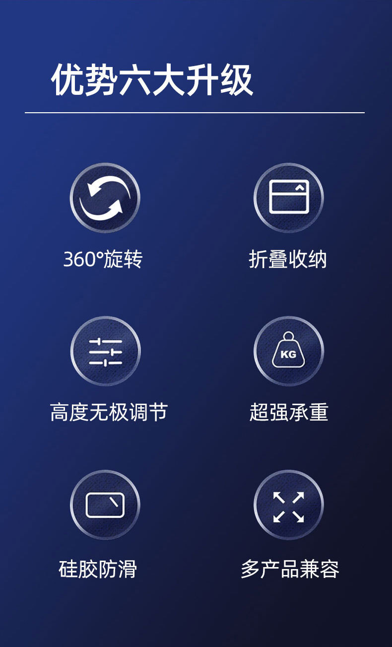 免安装笔记本平板电脑支架可折叠垫高合金散热架旋转显示器升降架详情2