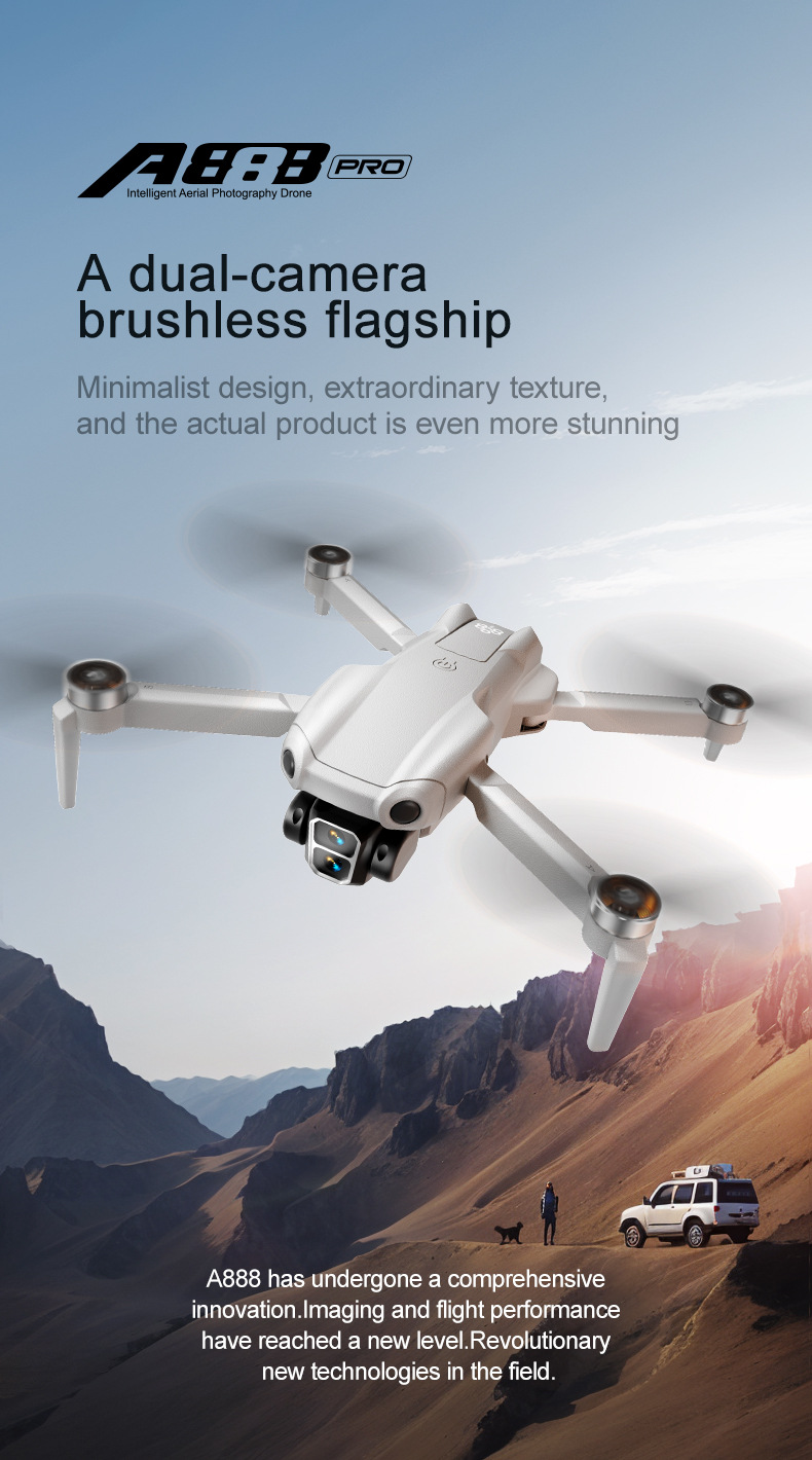 The cross-border new product A888PRO quadcopter is a high-definition aerial photography aircraft with brushless powerful remote control pic 19