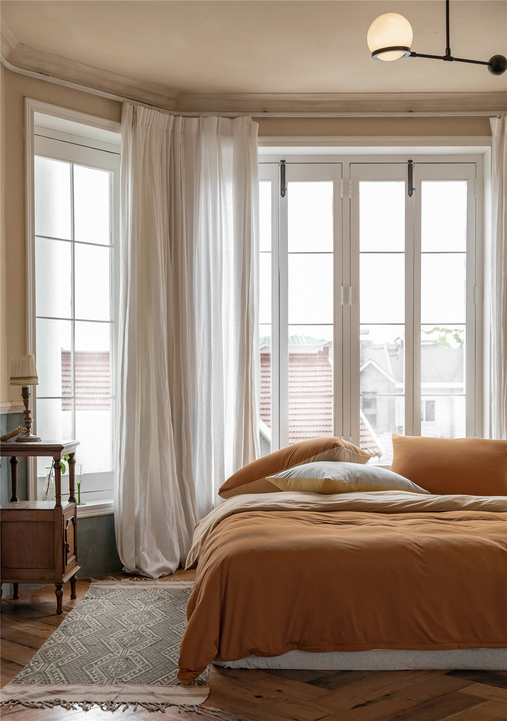 ins Japanese-style solid color all-cotton knitted cotton four-piece set, skin-friendly nude sleeping plain double-layer Indian cotton bed sheet pic 187