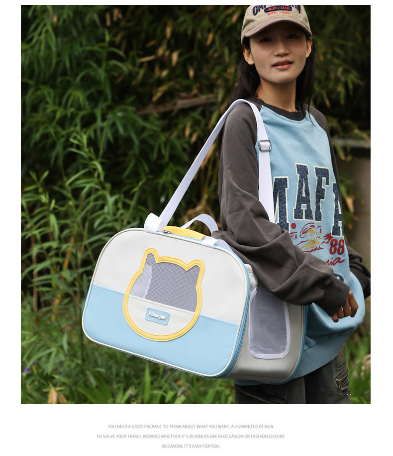 跨境猫包透气大容量外出便携包可单肩斜挎宠物背包猫狗包透气轻便详情15