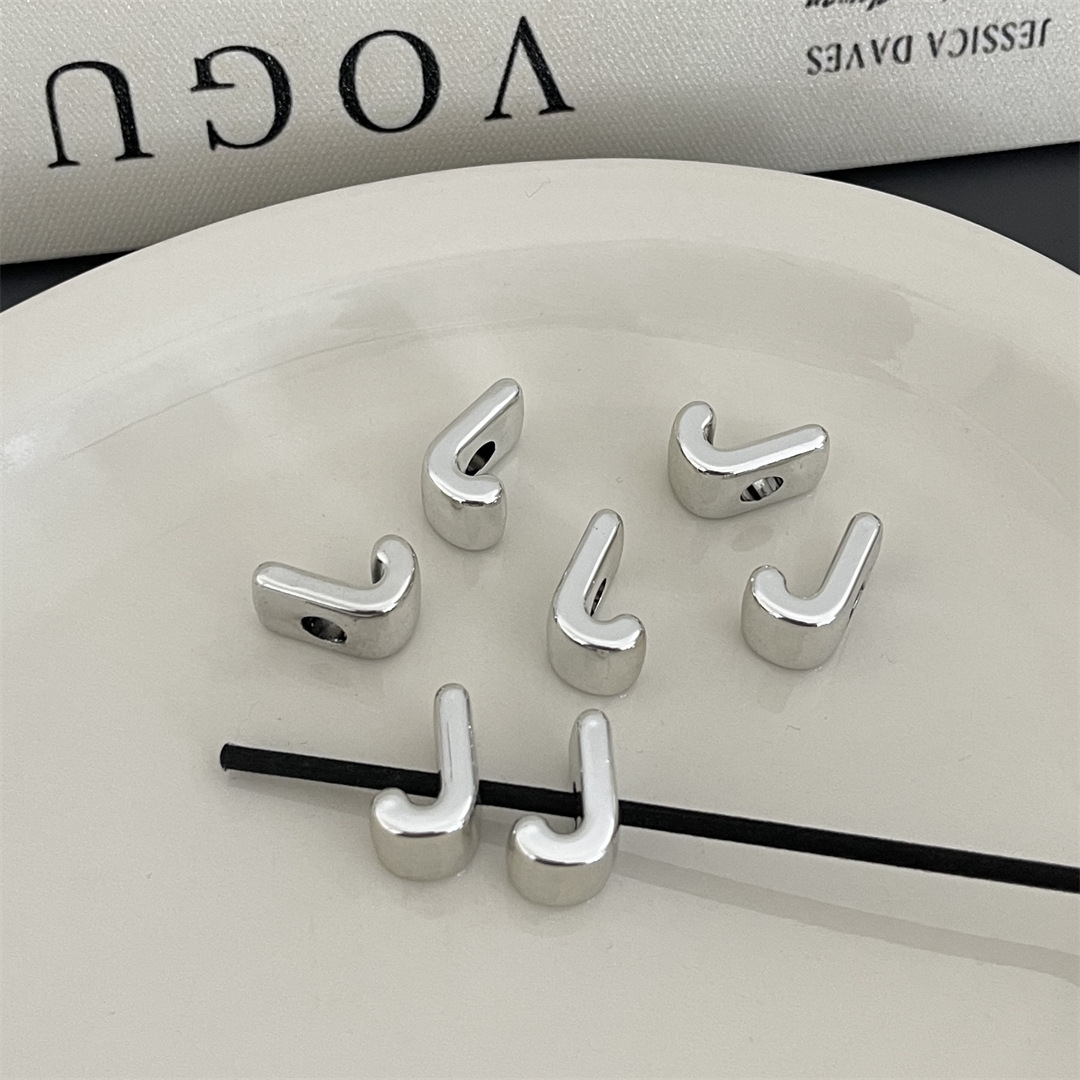 diy acrylic silver large-hole letter beads jewelry accessory package, hanging mobile phone chain accessory, stringing beads, scattering beads pic 15