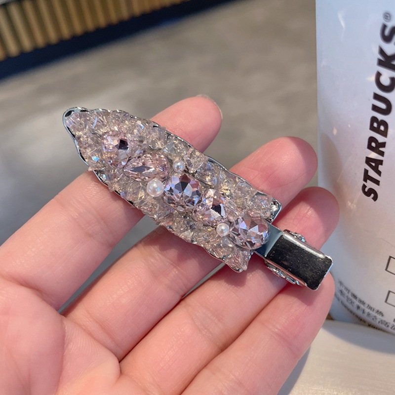 Exquisite crystal seamless clips, duckbill clips, high-end forest-style charm, side clips, bangs clips, broken hair clips, hairpins and hair accessories pic 7