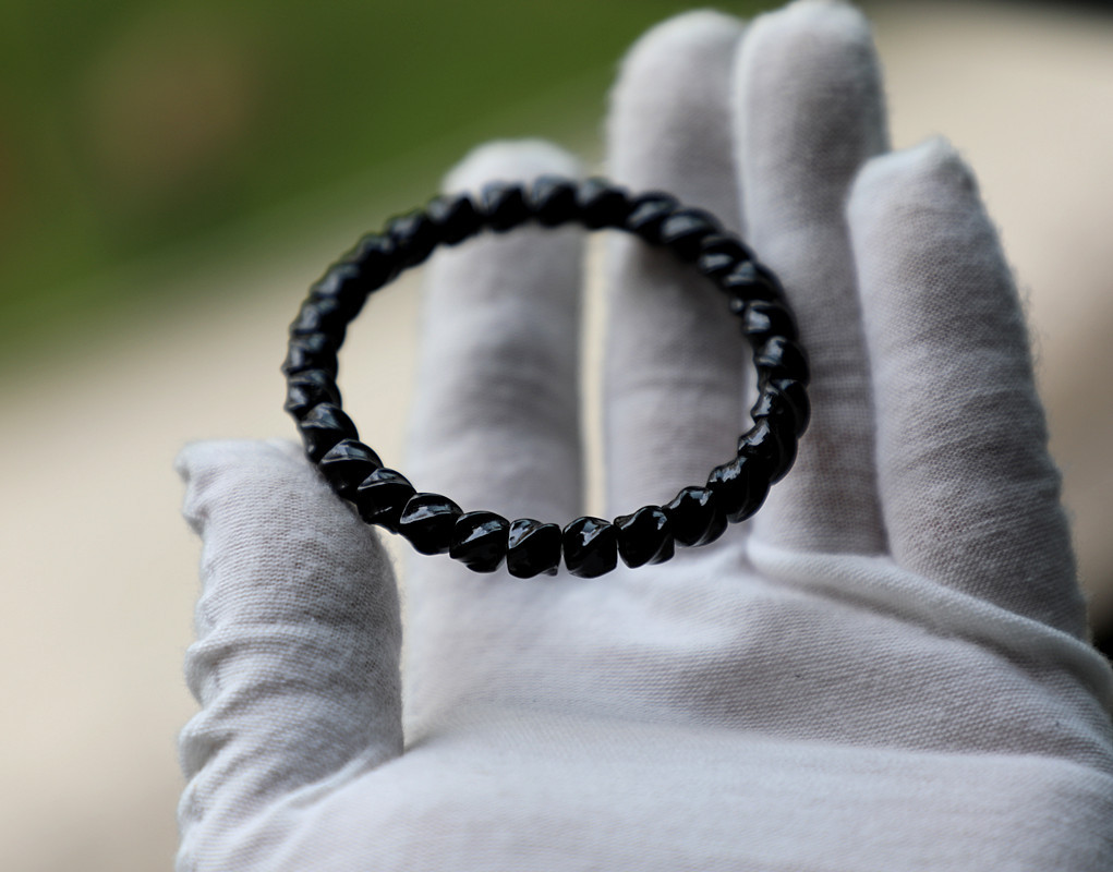 7*6mm premium Indonesian black gold coconut shell twisted bracelet, 108 handcrafted coconut shell bucket beads and Buddhist prayer beads pic 11