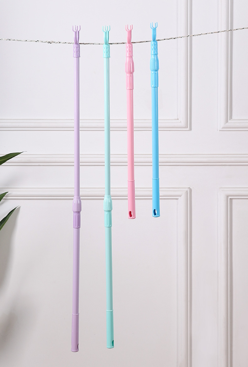 Retractable clothes drying fork, balcony clothes fork, PP clothes drying pole, portable clothes support pole, clothes fork, solid color plastic steel clothes pole wholesale pic 14
