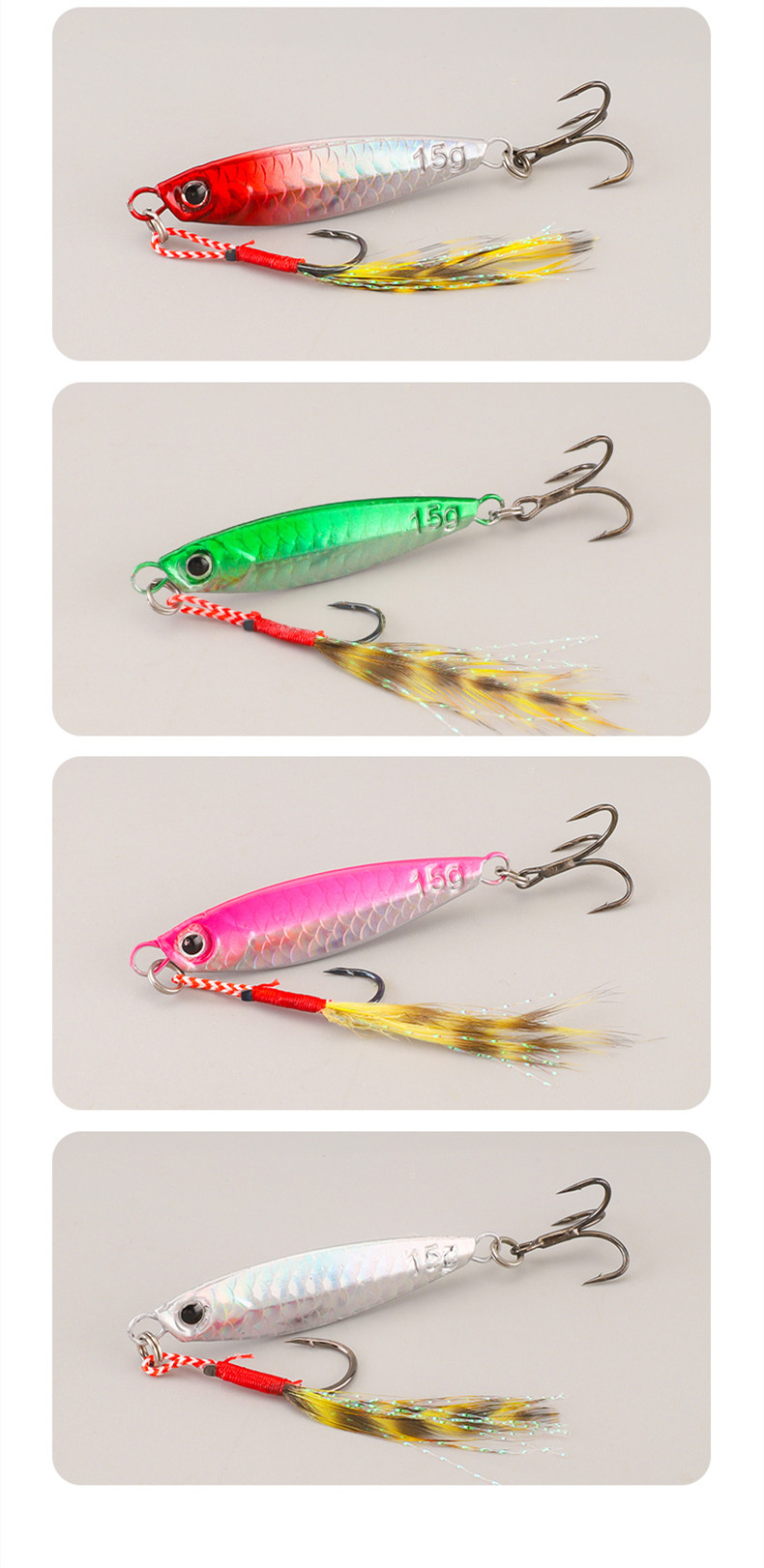 Blue knife long-range cast iron plate lure Black diamond three-book hook freshwater sea fishing fake bionic lure lead fish wholesale pic 11