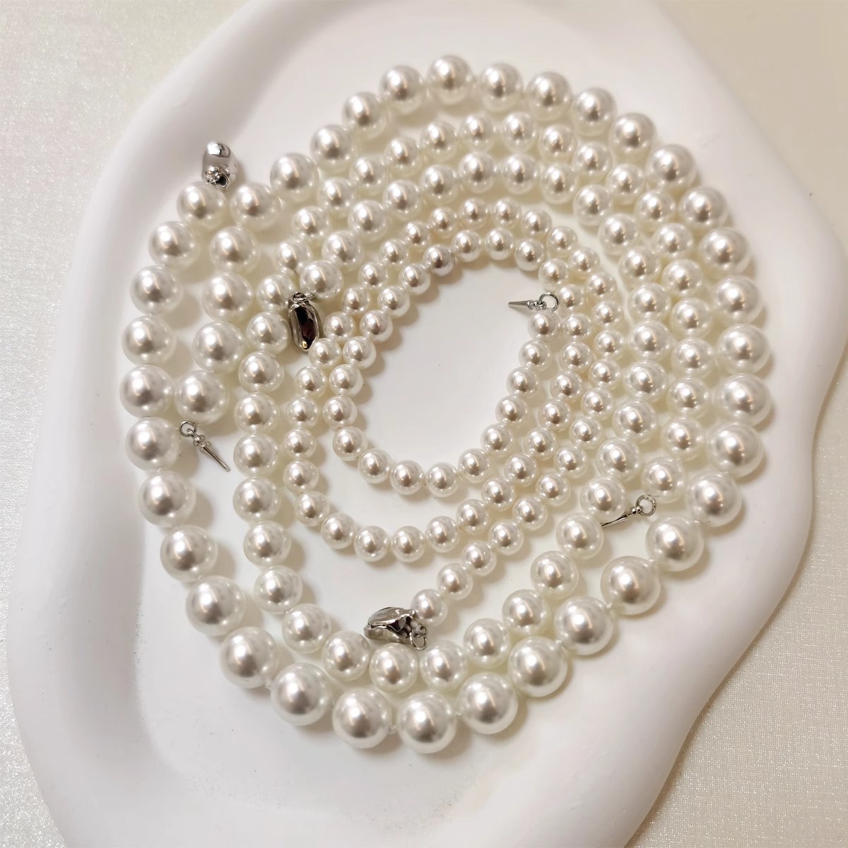 天然澳母贝珍珠项链925银元宝扣强光高品质贝珠澳白项链工厂批发详情17
