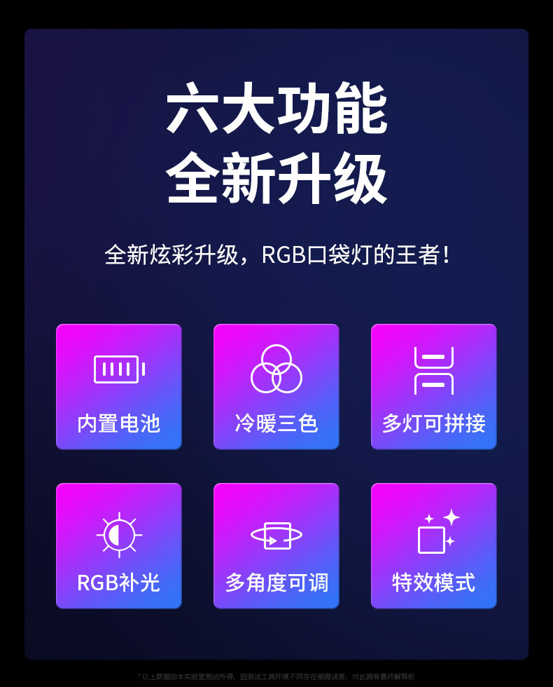 手机补光灯迷你便携豆腐口袋灯自拍摄手持RGB摄影打光户外光拍照详情2