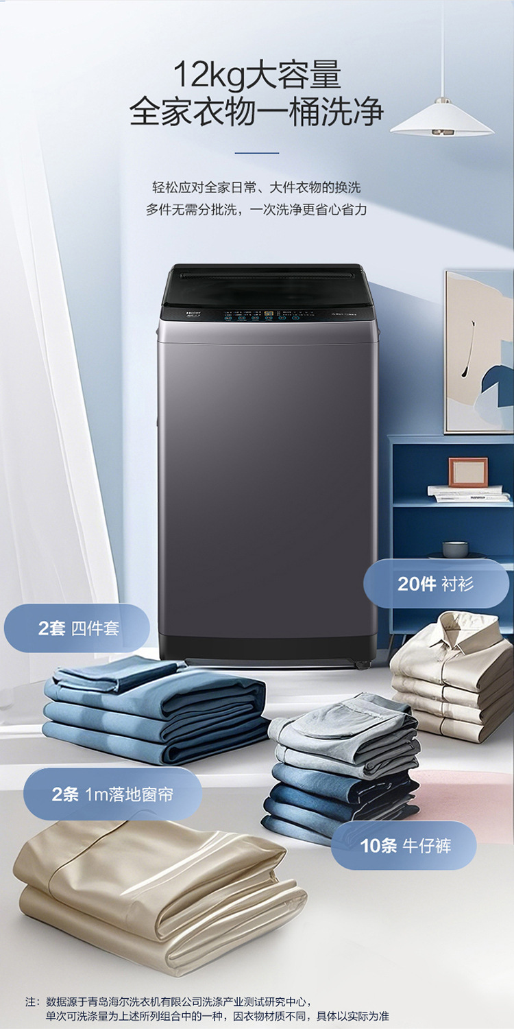 Haier/海尔 家用12kg波轮洗衣机变频直驱一级能效XQB120-BZ20E0详情21