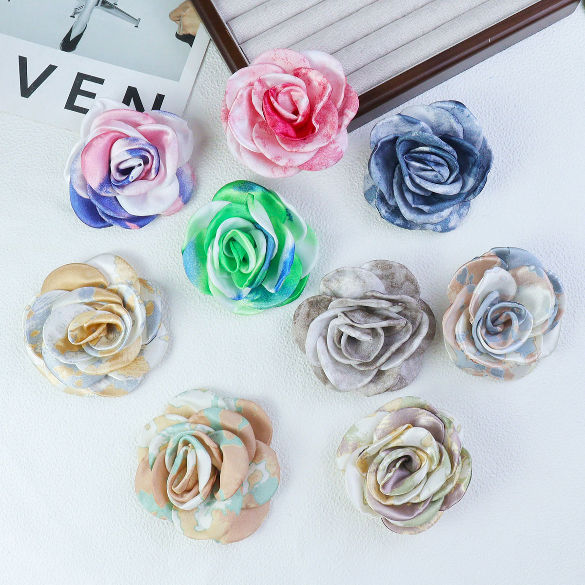 10cm手工立体扎染感玫瑰花朵DIY饰品鞋花包包服装辅料首饰配件详情1