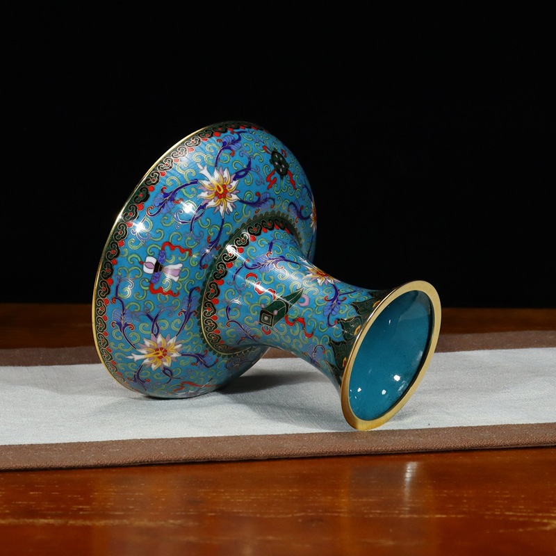 Premium Beijing Cloisonne craft gift and ornament, traditional copper body cloisonne enamel polished 8-inch antique tray pic 7