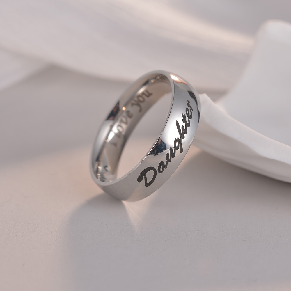 Aliexpress European and American jewelry family rings, DAD MOM rings, I LOVE YOU family rings, 6mm smooth surface pic 8