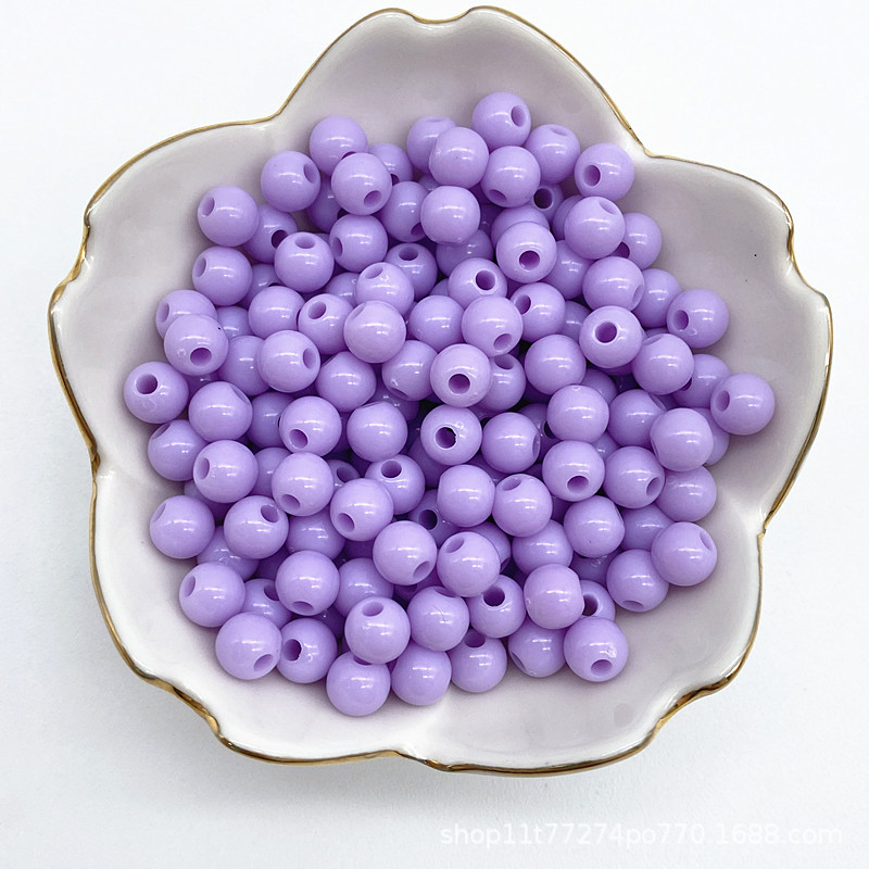 4/6/8mm亚克力直孔实色圆珠 diy手工串珠材料 光面珠子手机链散珠详情12