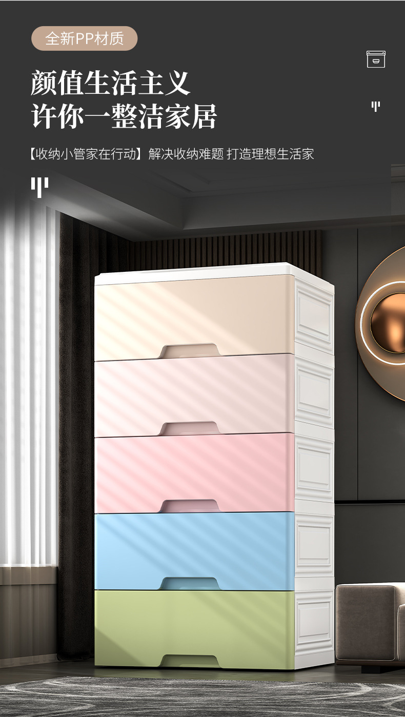 抽屉式收纳柜家用客厅卧室整理储物柜大容量落地多层玩具置物柜子详情4