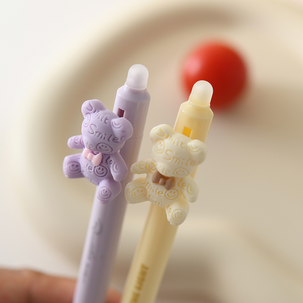Chenxi Egg Treasure Party Bear Press Erasable Pen 1+2 Set Blue Pen core ST Pen Tip 0.5mm smooth writing pic 23