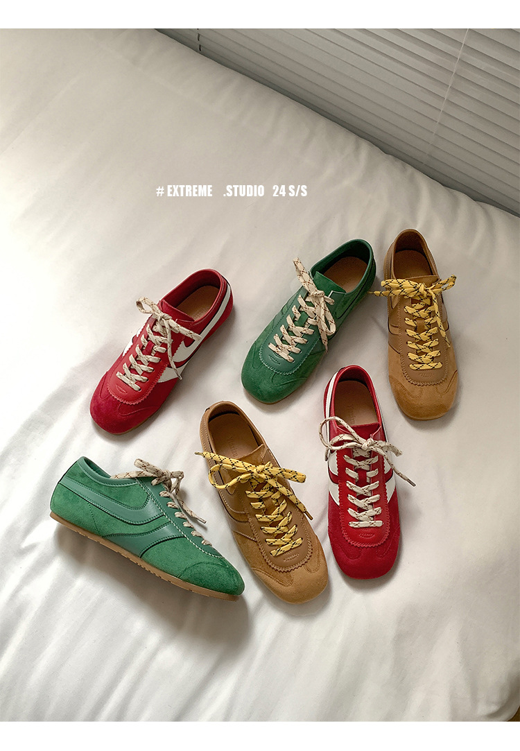 【苏茵茵同款】复古内增高德训鞋2025透气休闲运动女鞋真皮阿甘鞋详情24