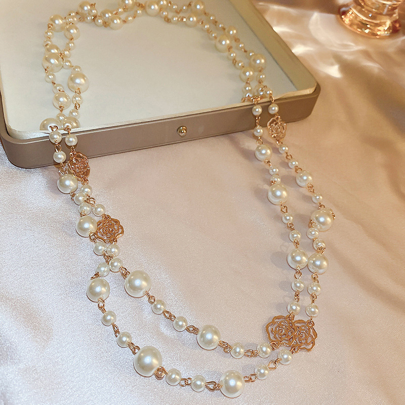 Irregular long pearl necklace, French light luxury style, sweater chain, niche simple and high-end necklace wholesale for women pic 49