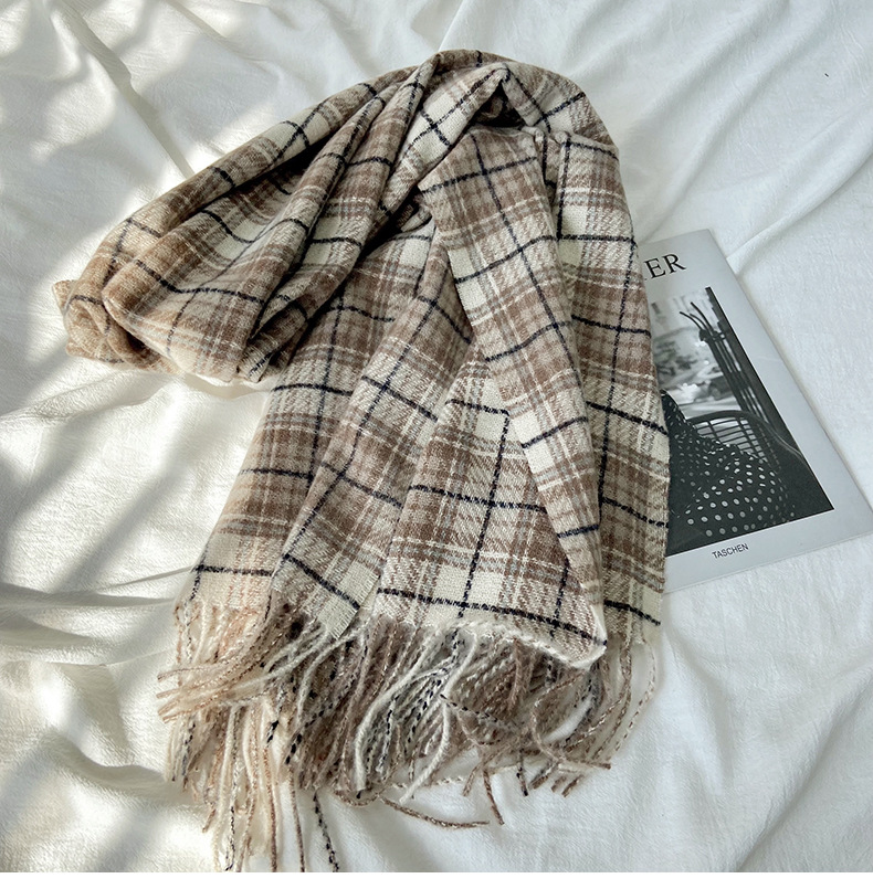 一件代发格子围巾女秋冬学生新款围脖韩系流苏高级氛围感保暖情侣百搭披肩地摊批发详情29
