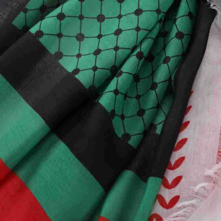 New printed satin polyester Palestinian checkered shawl, retro printed headscarf and scarf wholesale pic 9