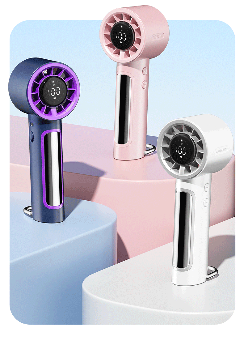 新款手持高速涡轮风扇100档无极变速冰敷跑马灯桌面数显风扇详情27
