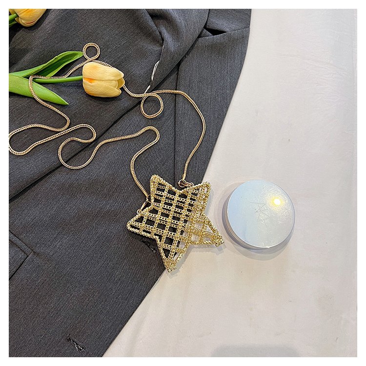 跨境2024夏新款小香风镂空金属星星包晚宴包单肩斜挎气质链条女包详情40